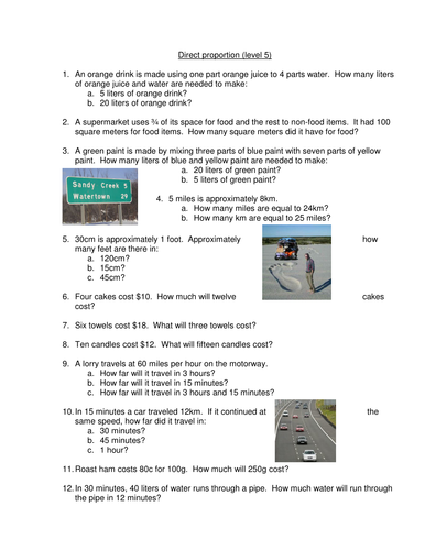 Proportion worksheet