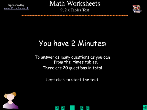 9;2 x tables test