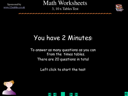 3 and 10 multiplication tables Test