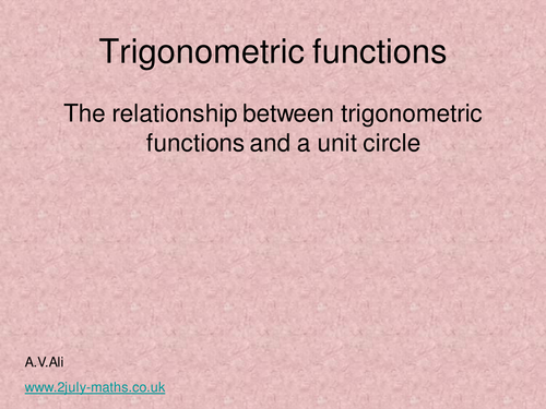 Geometric View of Trig Functions on a Unit Circle