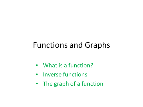 Functions; inverses and graphs PowerPoint