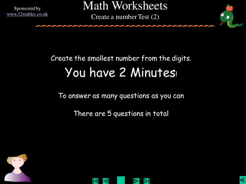 Place value - create the smallest number test