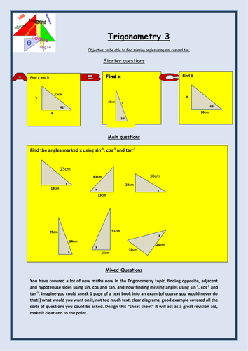 Trigononmetry- finding angles handout