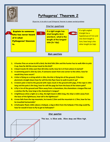 Pythagoras worded question Handout