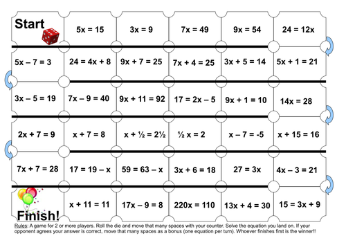 Solving Equations Boardgame