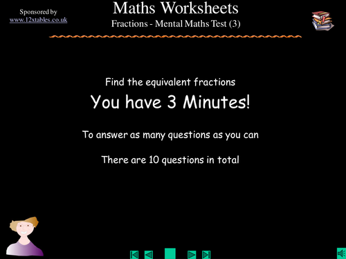 Equivalent fractions test