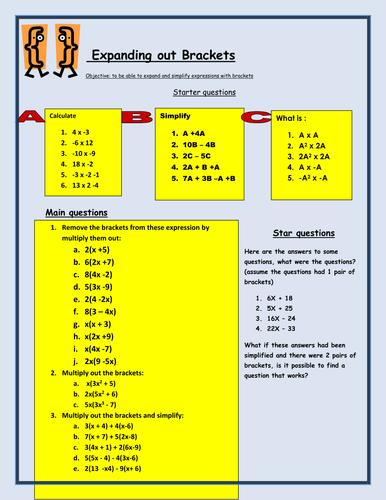 Expanding Brackets handout