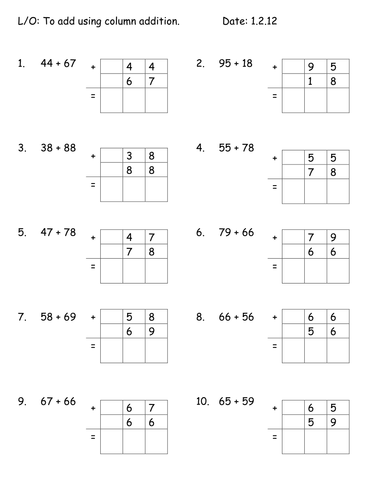 Column Subtraction Worksheets Tes - Page Loop