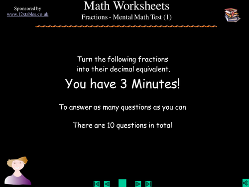 Converting Common Fractions to Decimals Test