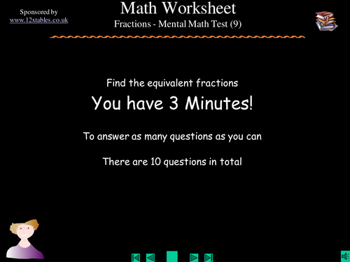 Equivalent fractions test