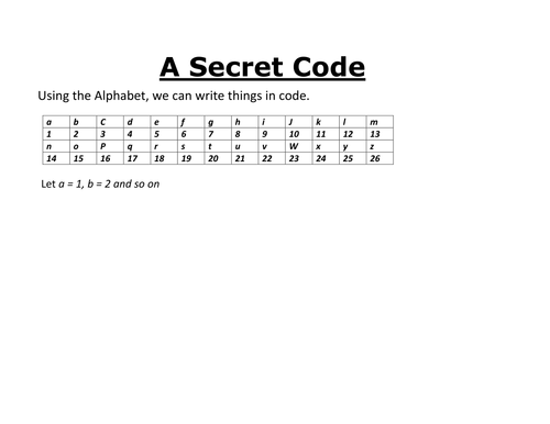 A Secret Code using Algebra