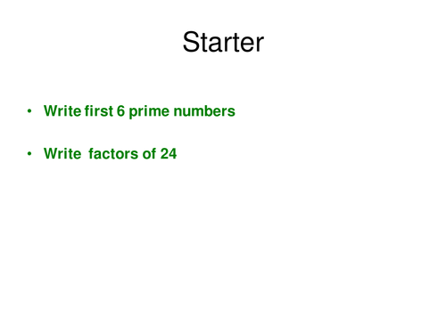 Product of prime factors PowerPoint