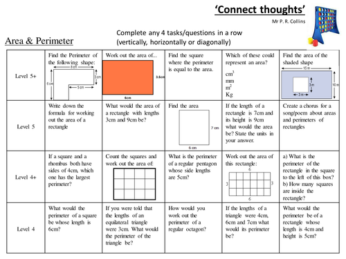 Area & Perimeter Differentiated Task Board