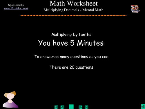 Multiplying decimals with tenths