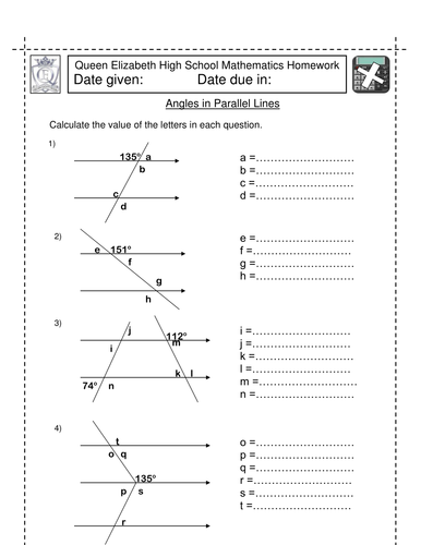 Angles in Parallel Lines | Teaching Resources