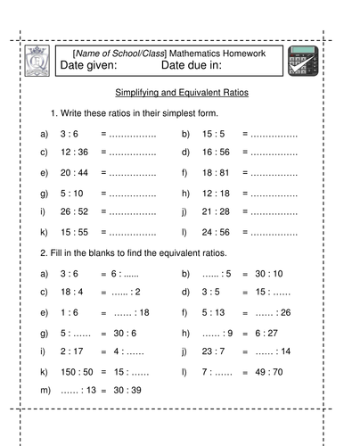 Simplify / Equivalent Ratio by - UK Teaching Resources - TES