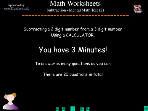 Calculator 2 from 3 digit subtraction test (2)
