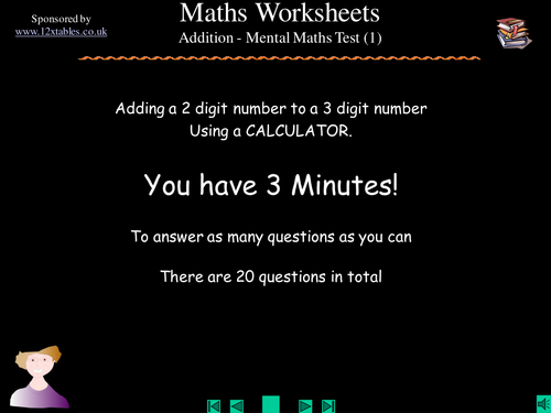 Using Calculator 2-3 Digit Addition Test (2)