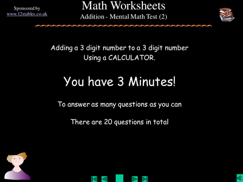 Calculator 3 digit to 3 digit addition test