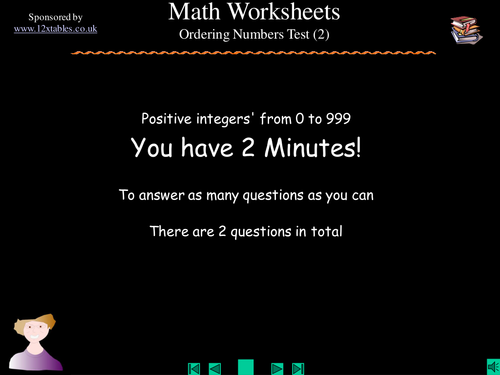 Ordering whole numbers from 0-999 test (2)