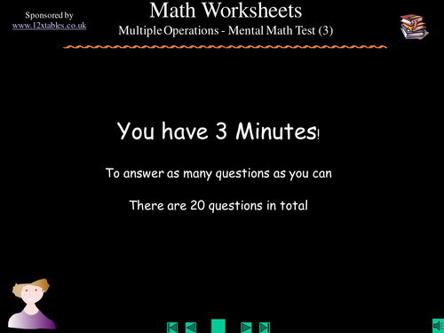 Adding;subtracting; dividing; multiplying test (3