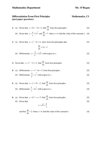 Differentiation from First Principles