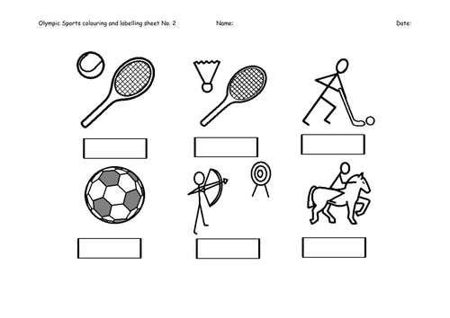 Olympic sports sheet to color and label