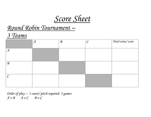 Round Robin Tournament Sheets Teaching Resources