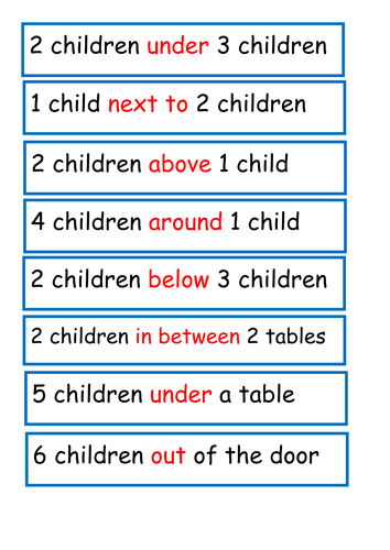 Positional language cards (above, next to, etc)