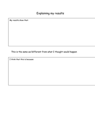 Science Investigation planning/ recording sheets