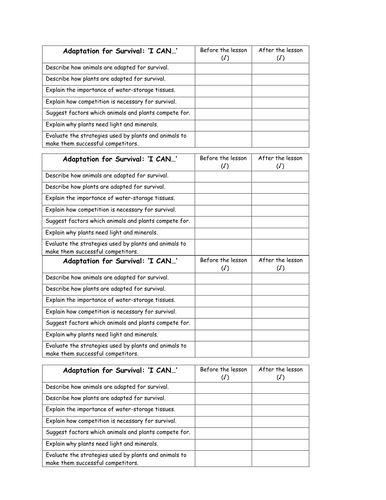 adaptation I can sheet