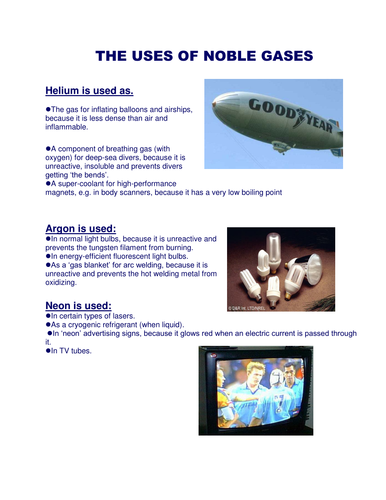 Noble gases fact sheet