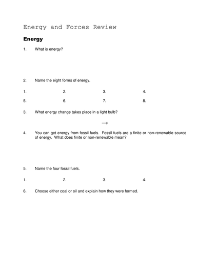 Energy and Forces | Teaching Resources