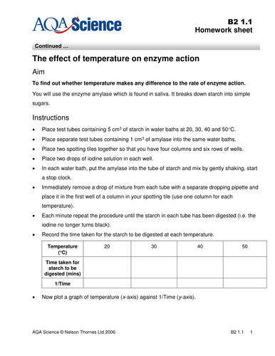 enzyme and starch practical