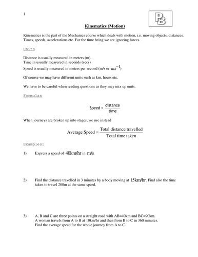 Kinematics Introduction