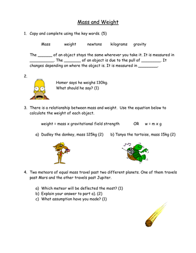 Worksheets Mass Vs Weight Worksheet mass vs weight worksheet 91198 dfiles worksheet