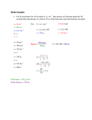 Kinematics Examples & Solutions