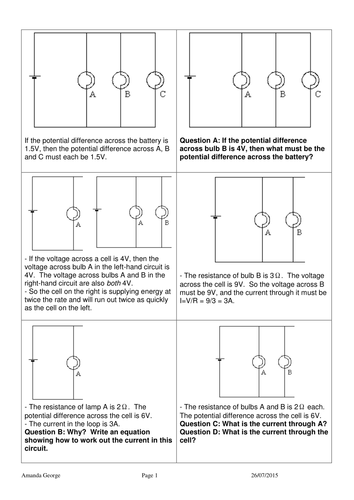 Circuits Hint and Question Cards