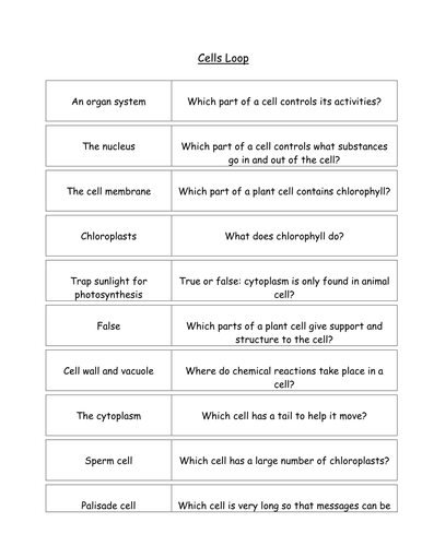 Cells loop game | Teaching Resources