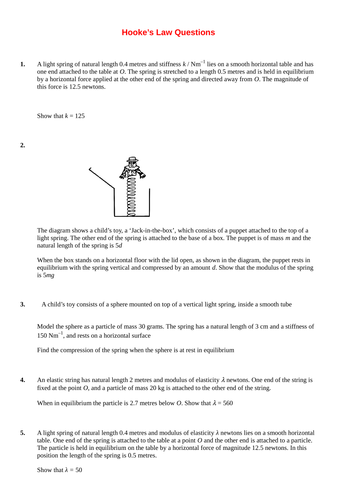 Exercise on Hooke's Law