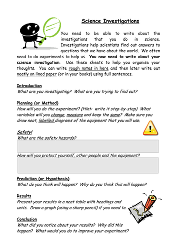 Science Investigation Sheet