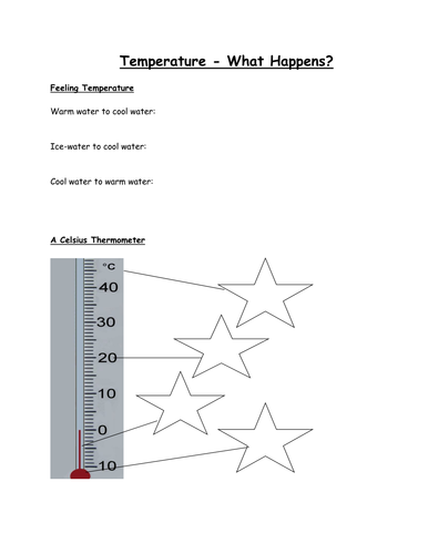Science Temperature Investigation Worksheets