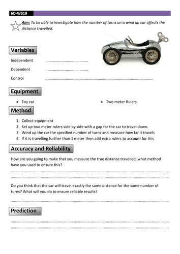 Wind Up Car Investigation Elastic Energy