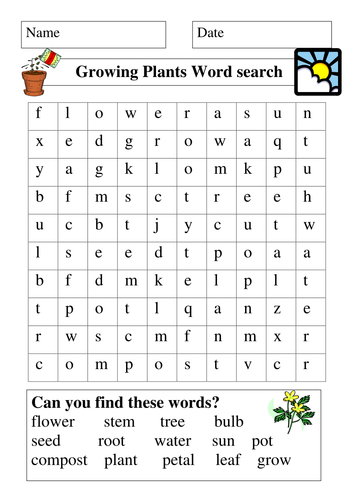 Growing plants wordearch | Teaching Resources