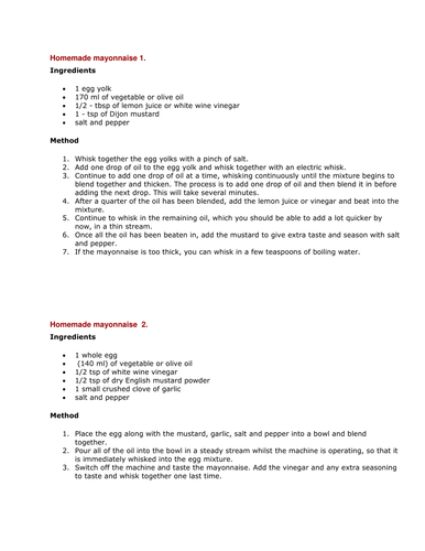 Emulsifiers: Making Mayonnaise