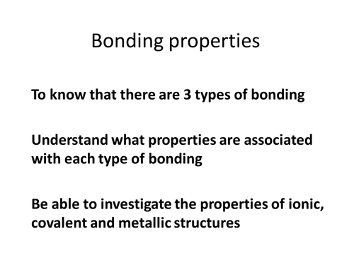 Bonding properties a comparison