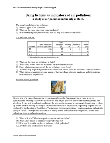 Lichens-Pollution Indicator Species