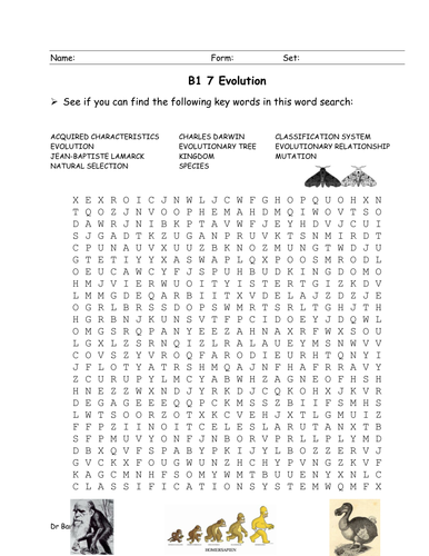 Various Science topic word searches