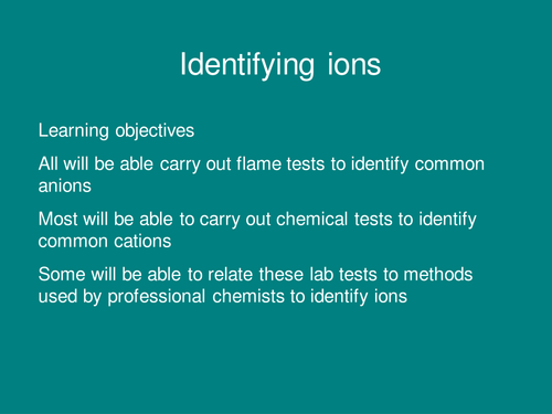 Analysing and identifying ions