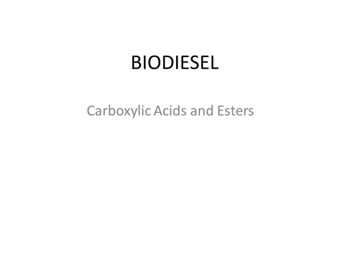 Biodiesel and Saponification